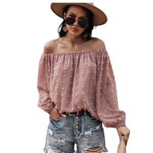 Miss Sparkling Flowy Swiss Dot Blouse L